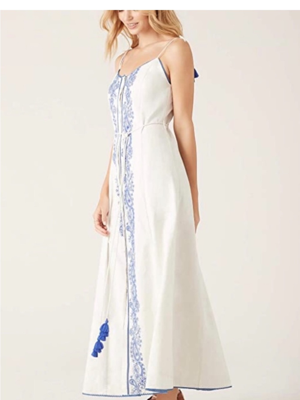 New! TIGERLILY Azid Embroidered Maxi Dress Cotton/Linen